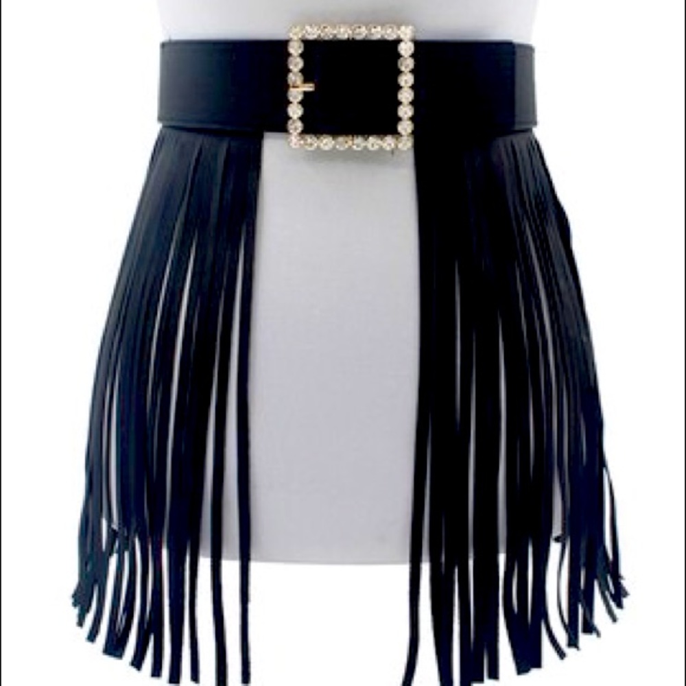 Vegan Leather Fringe Belt